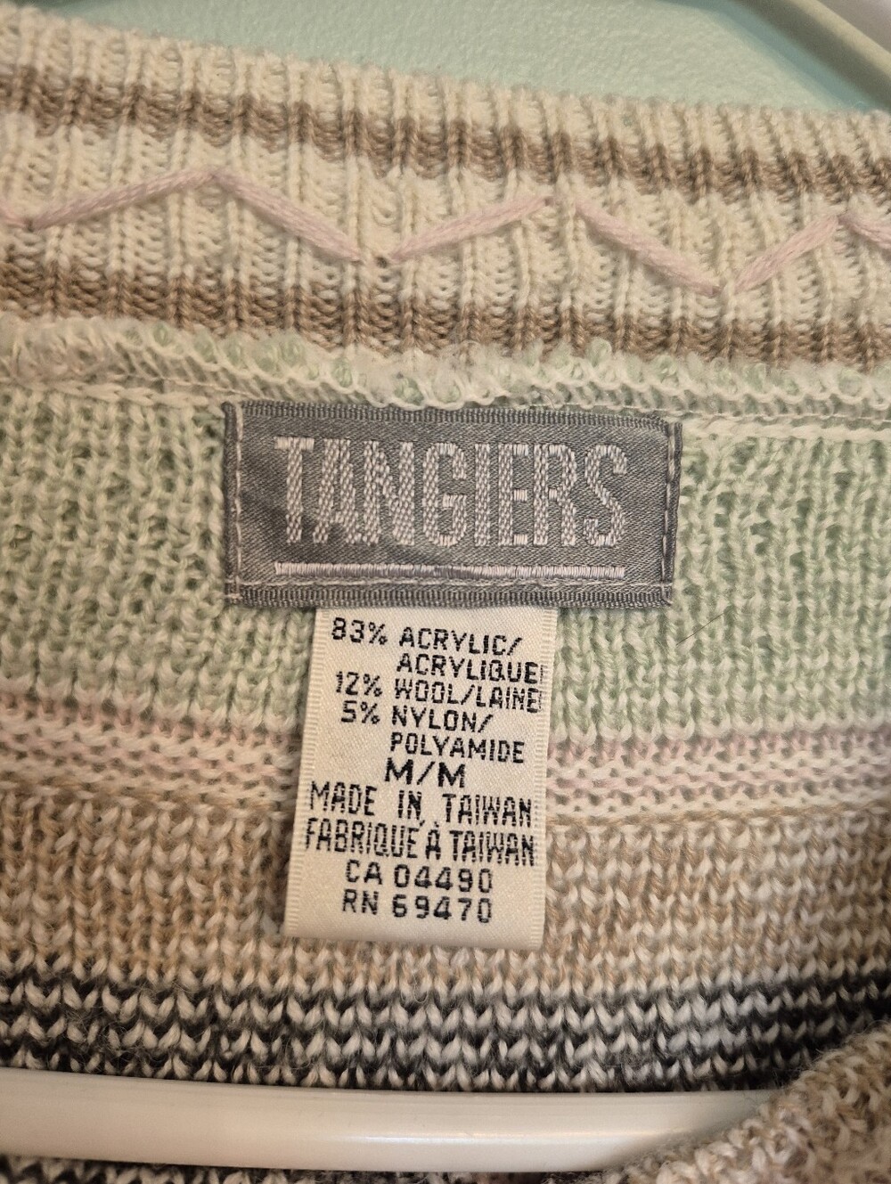 Tangiers Women's Vintage Grandmacore Festive Cream Knit Sweater Size Medium - Picture 5 of 5